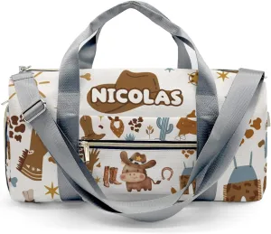 Personalized Cowboy Cow Wild Western Dance Bag Girls Yoga Bag Dance Bag With Name,Patch Travel Duffel Bag Women Cheerleader Bag Sport Duffle Bag for Gym Ballet