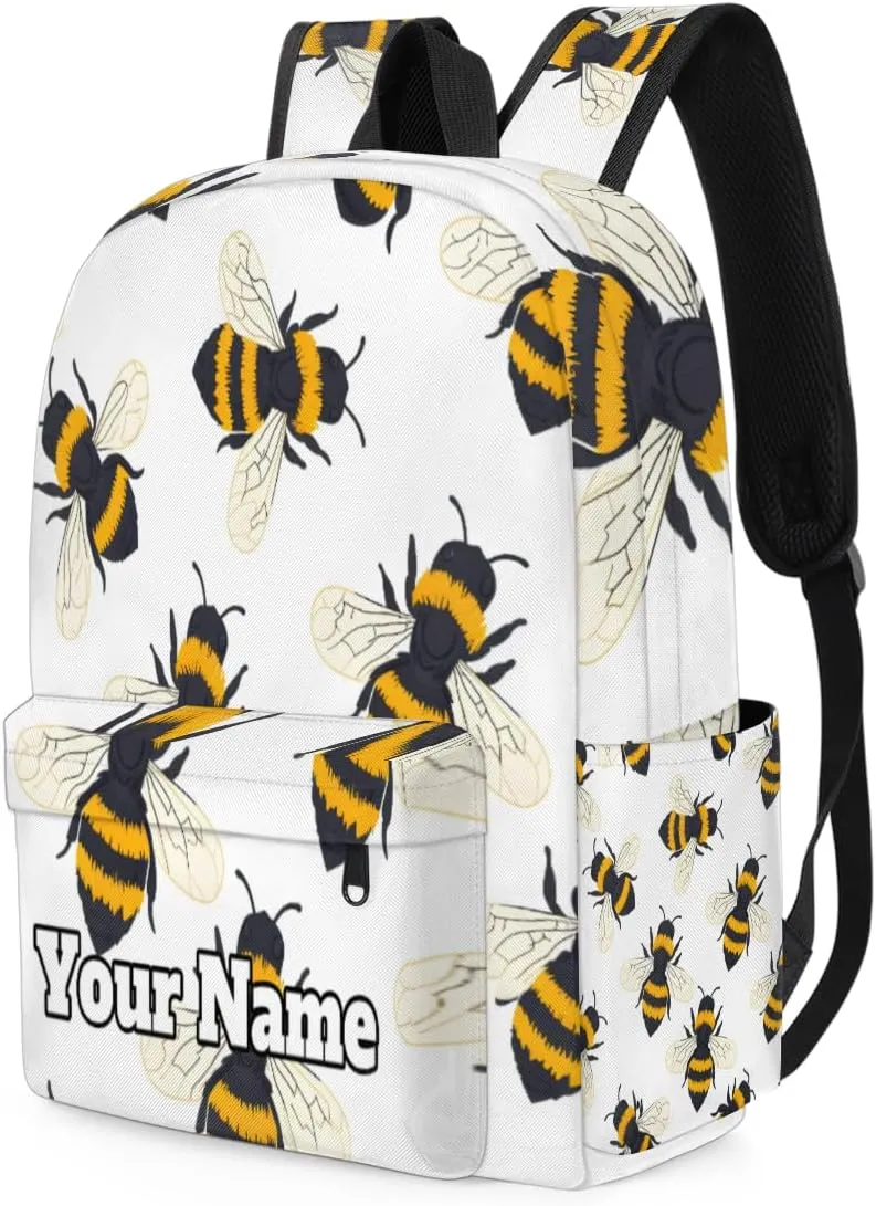 Personalized Cute Bee Preschool Toddler Backpack for Boys Girls Custom Kids Name Small Bookbags Kindergarten Elementary Backpack, Honey Bee