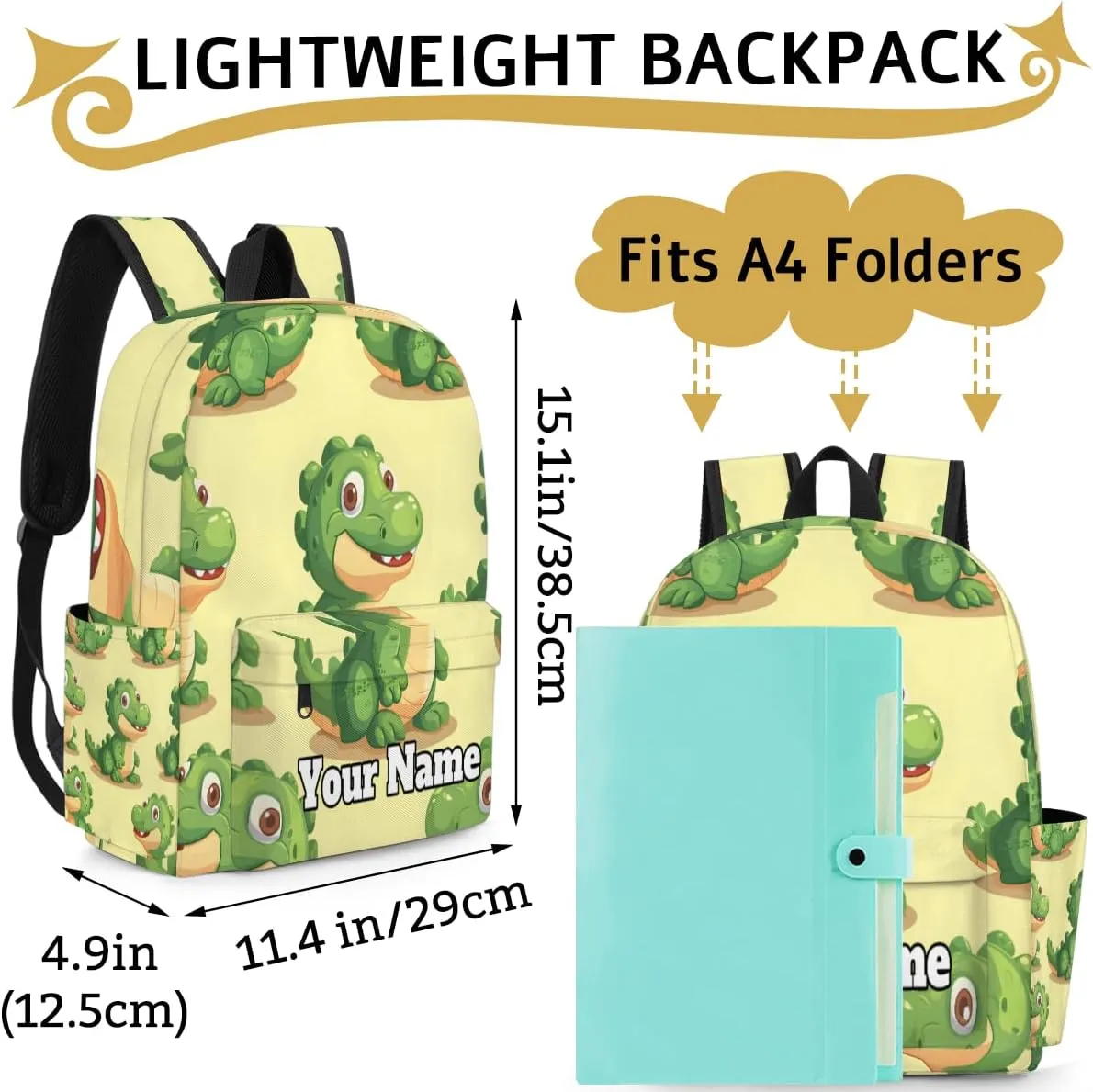 Personalized Cute Crocodiles Preschool Toddler Backpack for Boys Girls Custom Kids Name Small Bookbags Kindergarten Elementary Backpack, Crocodile