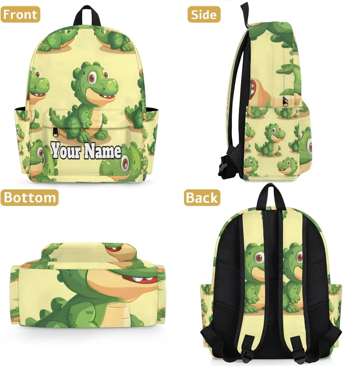 Personalized Cute Crocodiles Preschool Toddler Backpack for Boys Girls Custom Kids Name Small Bookbags Kindergarten Elementary Backpack, Crocodile