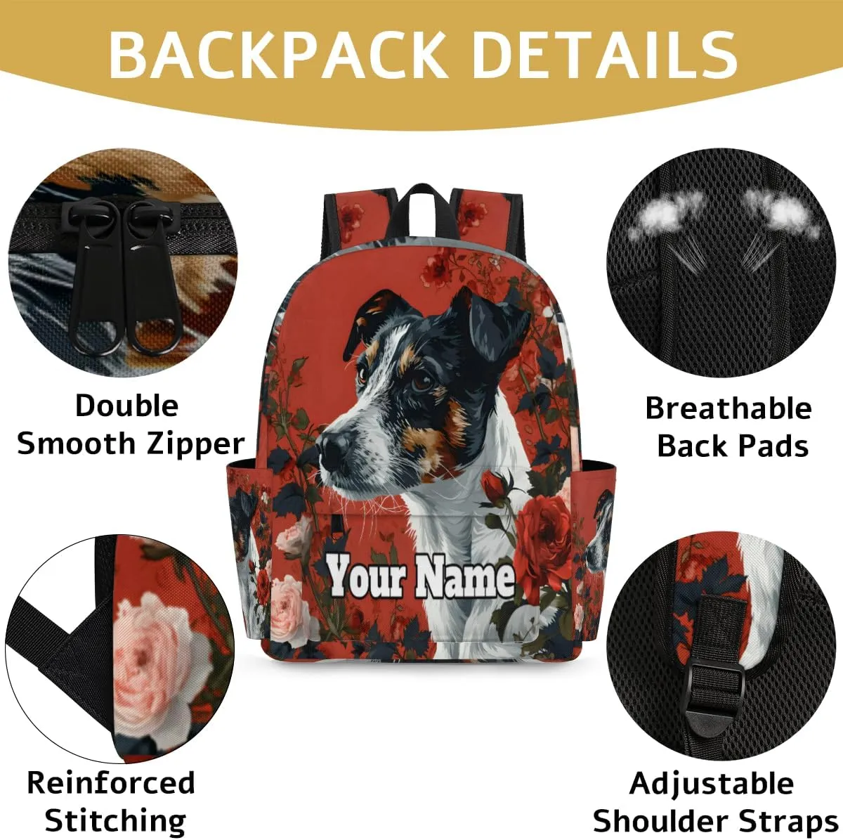 Personalized Cute Dog Preschool Toddler Backpack for Boys Girls Custom Kids Name Small Bookbags Kindergarten Elementary Backpack, Dog Rose
