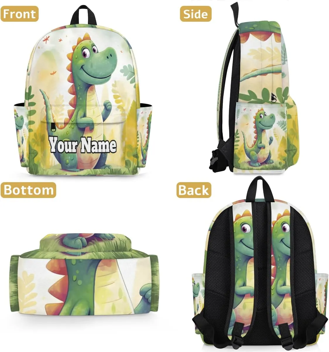 Personalized Dinosaur Preschool Toddler Backpack for Boys Girls Custom Kids Name Small Bookbags Kindergarten Elementary Backpack, Cute Dinosaur