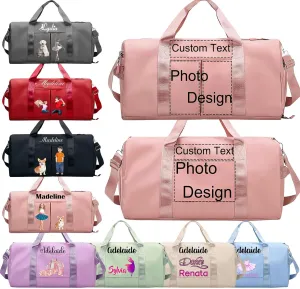 Personalized Duffels Bag with Photo Text Custom Sports Gym Bag with Wat Dry Pockets Customized for Men Women