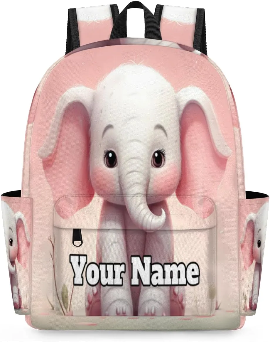 Personalized Elephant Preschool Toddler Backpack for Boys Girls Custom Kids Name Small Bookbags Kindergarten Elementary Backpack, Cute Elephant