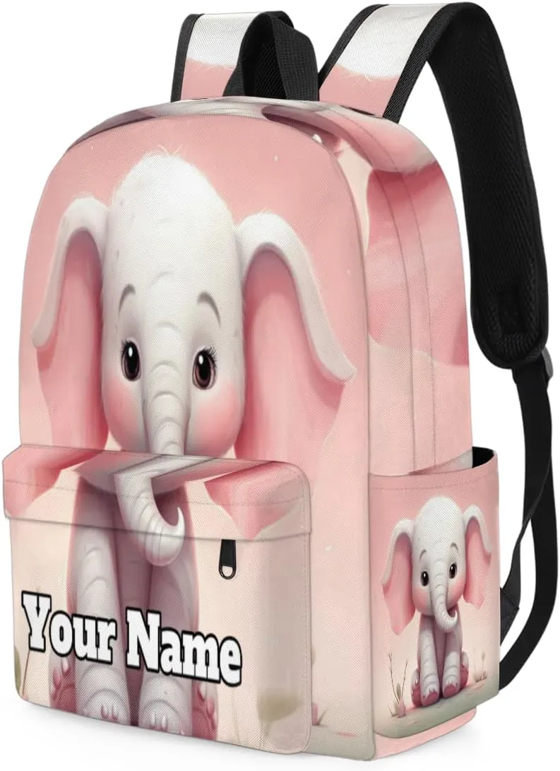 Personalized Elephant Preschool Toddler Backpack for Boys Girls Custom Kids Name Small Bookbags Kindergarten Elementary Backpack, Cute Elephant