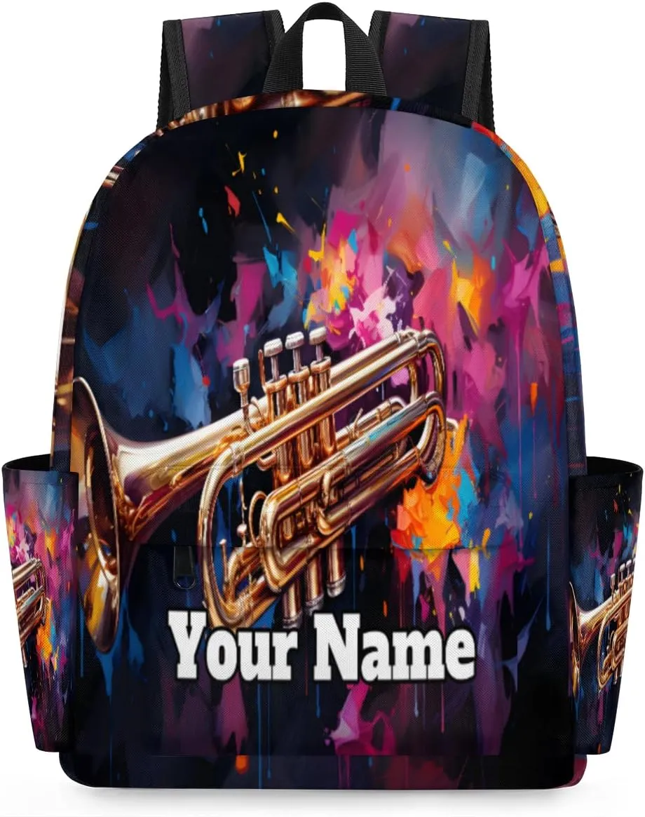 Personalized Music Theme Preschool Toddler Backpack for Boys Girls Custom Kids Name Small Bookbags Kindergarten Elementary Backpack, Saxophone