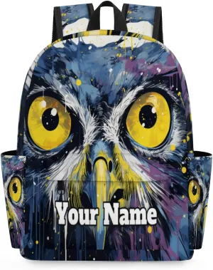 Personalized Owl Bird Preschool Toddler Backpack for Boys Girls Custom Kids Name Small Bookbags Kindergarten Elementary Backpack, Animals Owl