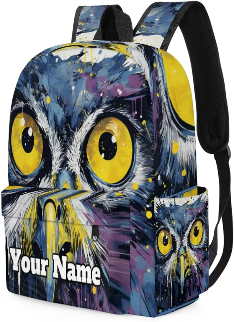 Personalized Owl Bird Preschool Toddler Backpack for Boys Girls Custom Kids Name Small Bookbags Kindergarten Elementary Backpack, Animals Owl