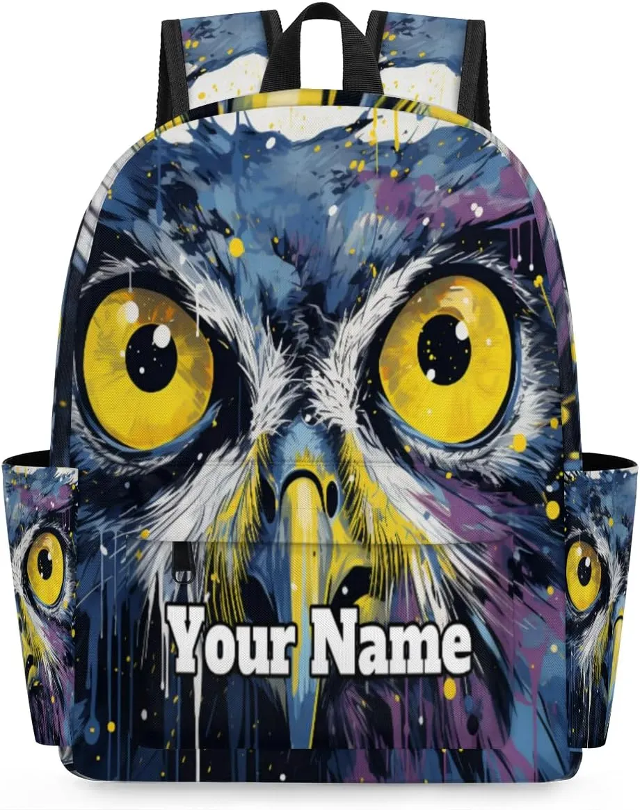 Personalized Owl Bird Preschool Toddler Backpack for Boys Girls Custom Kids Name Small Bookbags Kindergarten Elementary Backpack, Animals Owl