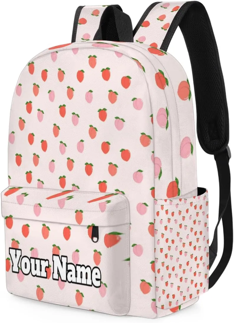 Personalized Peach Preschool Toddler Backpack for Boys Girls Custom Kids Name Small Bookbags Kindergarten Elementary Backpack, Sweet Peach
