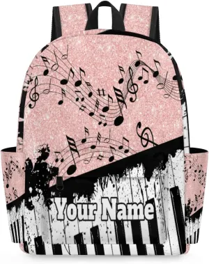 Personalized Piano Keyboard Preschool Toddler Backpack for Boys Girls Custom Kids Name Small Bookbags Kindergarten Elementary Backpack, Music Notes