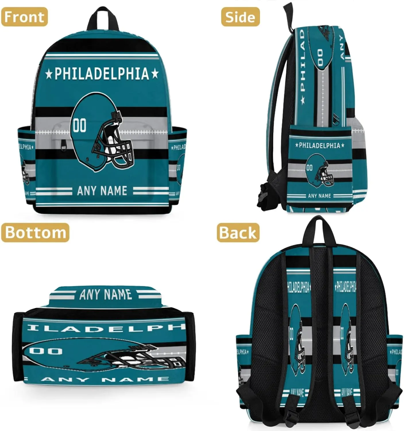Personalized Rugby Backpack Bags with Name, American Football Custom Shoulder Bag
