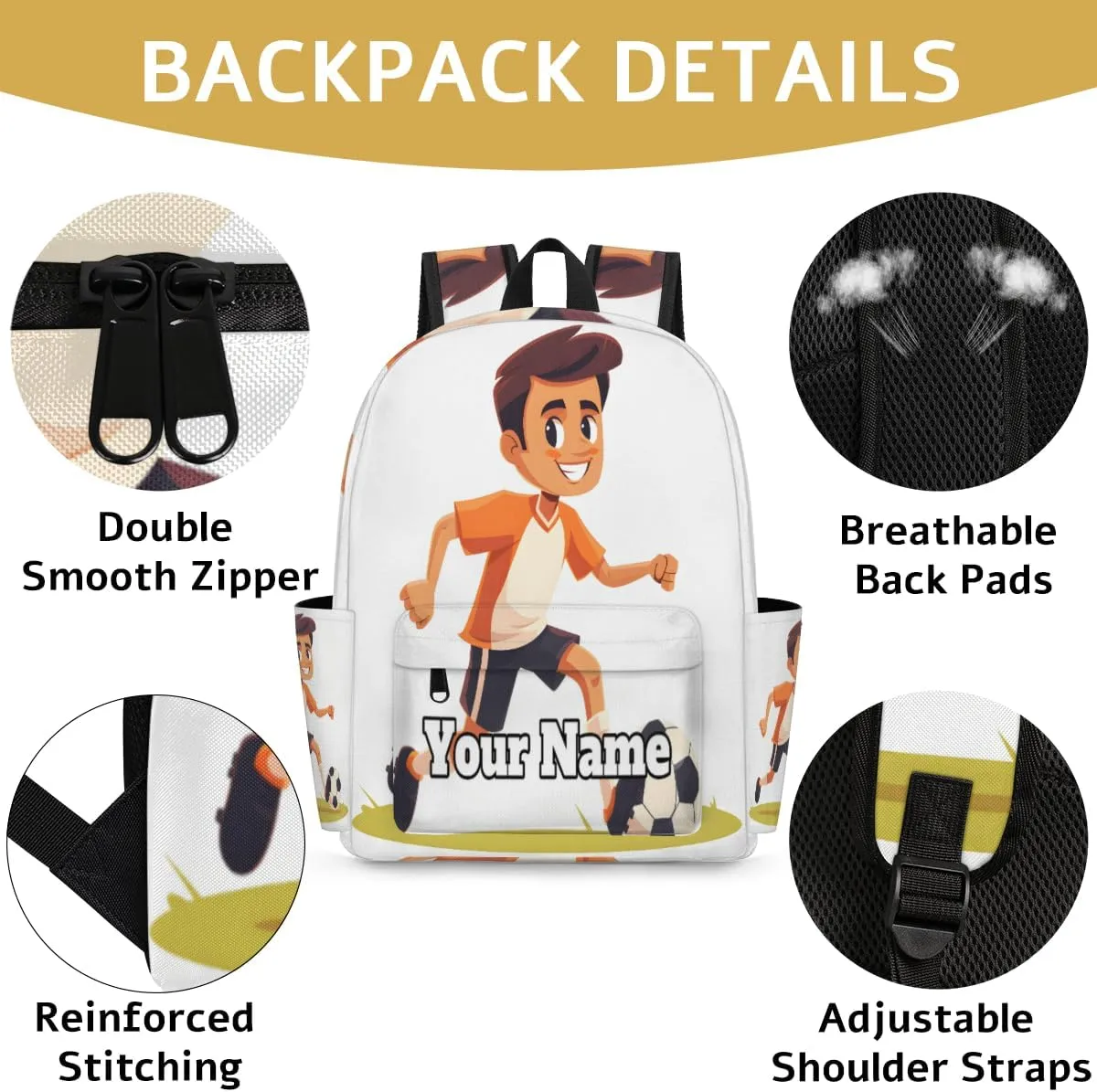 Personalized Soccer Player Preschool Toddler Backpack for Boys Girls Custom Kids Name Small Bookbags Kindergarten Elementary Backpack, Boys Soccer