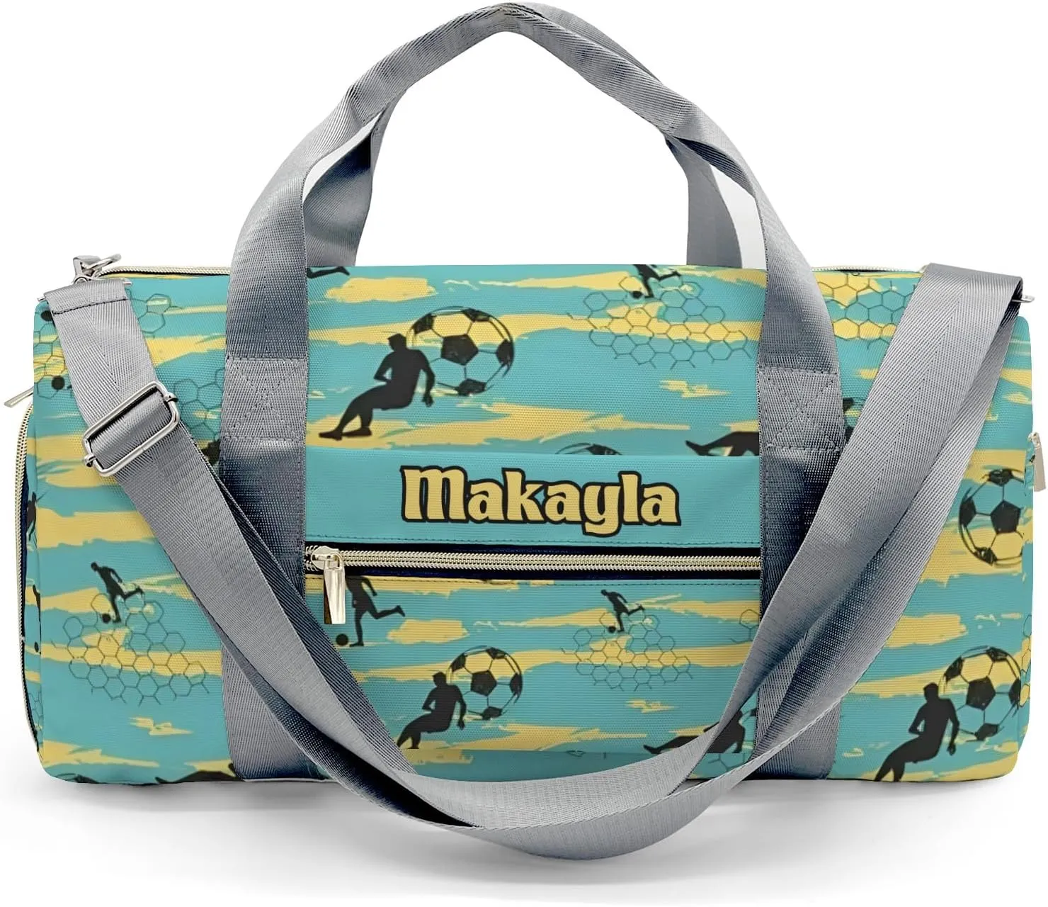 Personalized Sport Soccer Print Player Travel Bag Boys Girls Name,Travel Duffel Bag Cheerleader Bag Sport Duffle Bag for Gym
