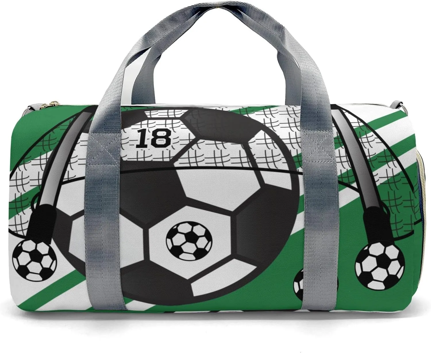 Personalized Sports Duffel Bags,Football Soccer Ball Number Forest Custom Kids Boys Girls Name,Lightweight Overnight Weekender Bag for Gymnastics Travel