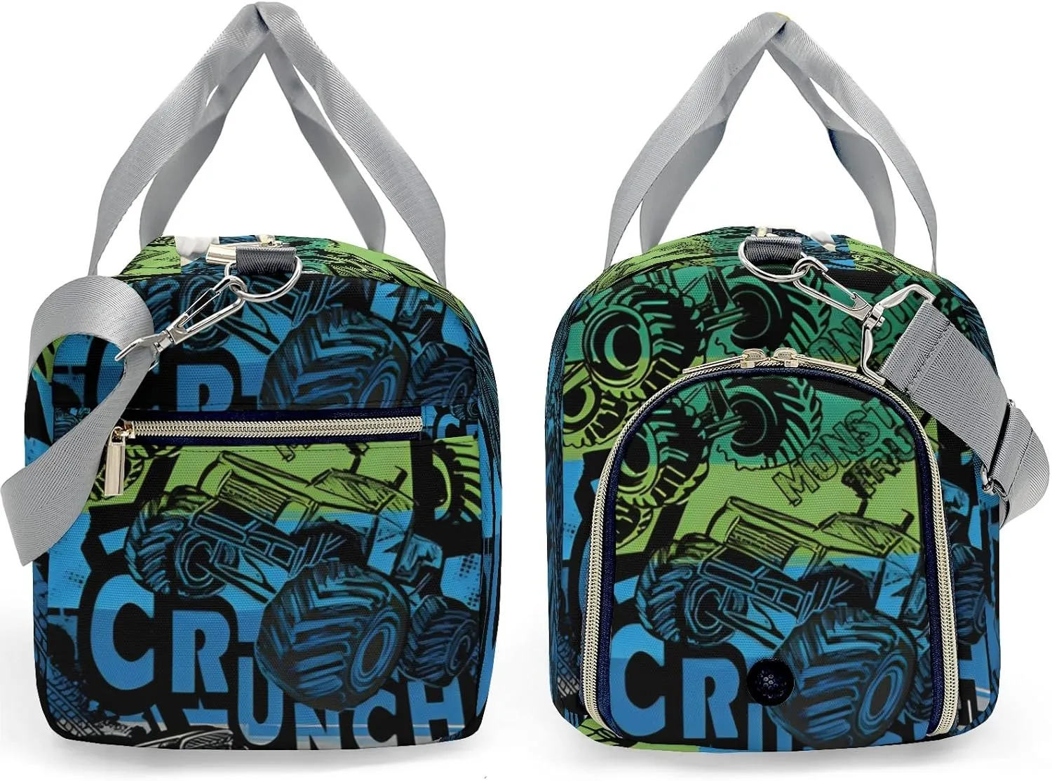 Personalized Sports Duffel Bags,Monster Cool FUN Truck Custom Kids Duffle Bag for Boys Girls with Name,Lightweight Overnight Weekender Bag for Gymnastics Travel