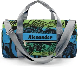 Personalized Sports Duffel Bags,Monster Cool FUN Truck Custom Kids Duffle Bag for Boys Girls with Name,Lightweight Overnight Weekender Bag for Gymnastics Travel