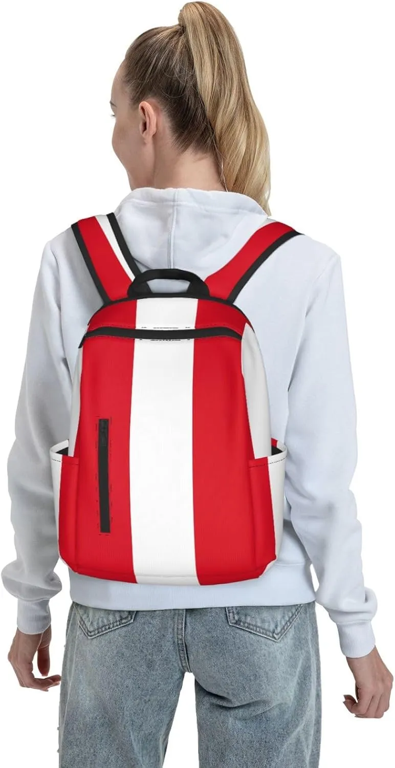 Peru Peruvian Flag Casual Laptop Backpack Travel Rucksack Sports Daypack Adjustable Strap Bags with Multi-Pockets for Working Running Camping