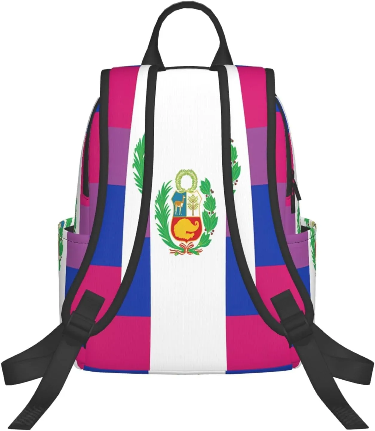Peru Peruvian LGBT Rainbow Pride Flag Casual Laptop Backpack Travel Rucksack Sports Daypack Adjustable Strap Bags with Multi-Pockets for Working Running Camping