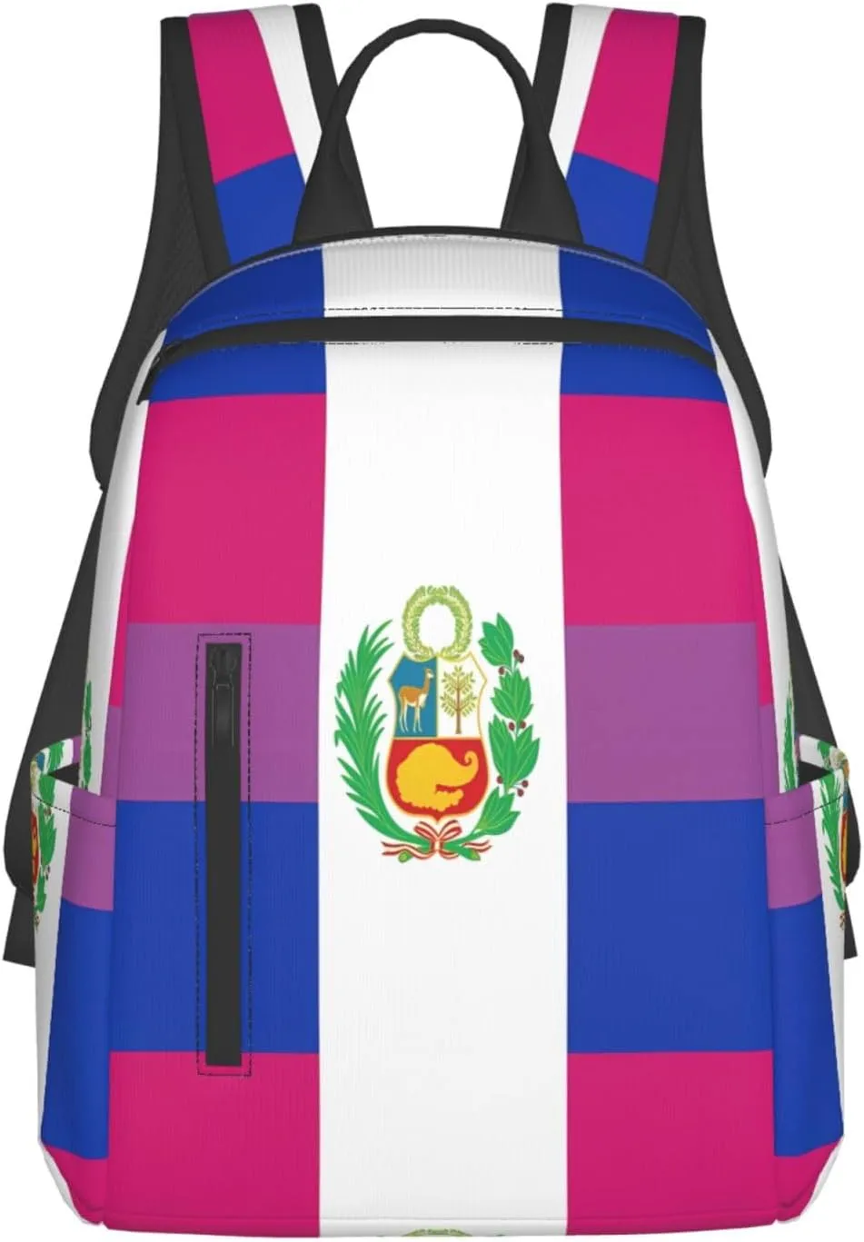 Peru Peruvian LGBT Rainbow Pride Flag Casual Laptop Backpack Travel Rucksack Sports Daypack Adjustable Strap Bags with Multi-Pockets for Working Running Camping