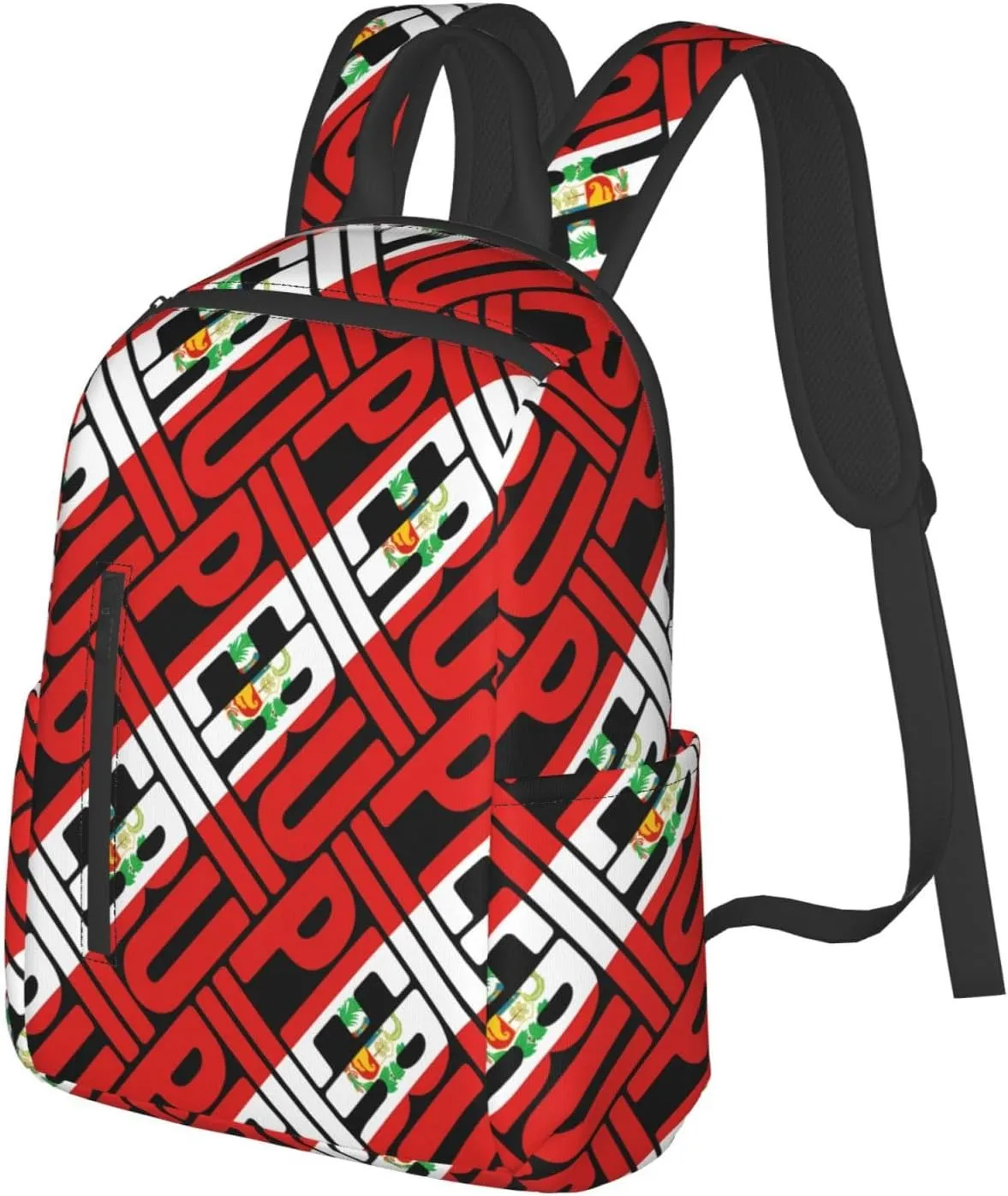 Peruvian Peru Flag Casual Laptop Backpack Travel Rucksack Sports Daypack Adjustable Strap Bags with Multi-Pockets for Working Running Camping