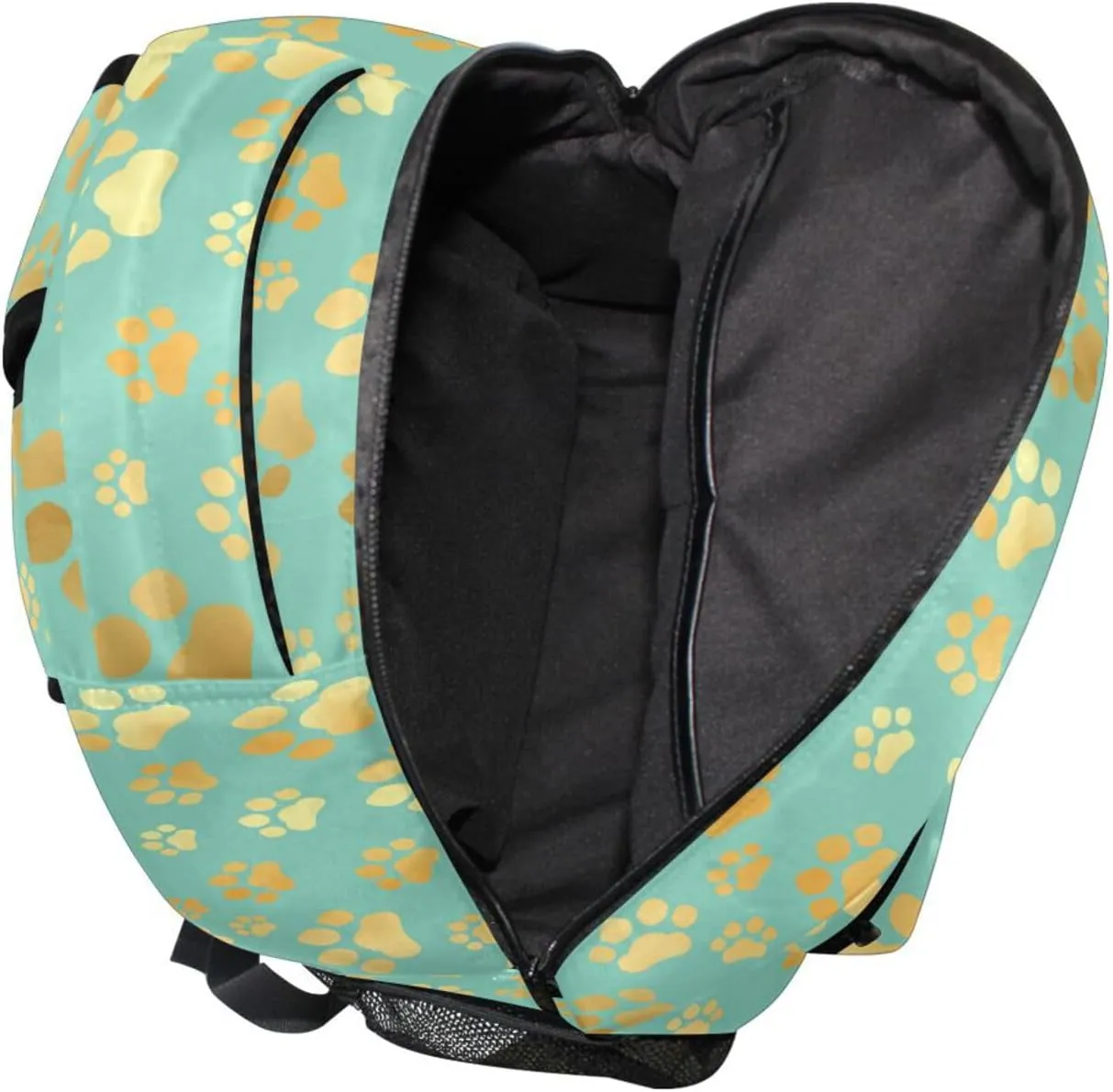 Pfrewn Custom Backpacks Personalized Paw Print Dog Cat Teal Bookbag with Name Boys Girls School Backpack 16"