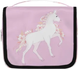 Pink Flower Unicorn Hanging Toiletry Makeup Bag with Zipper Pocket Travel Cosmetic Bag For Full-Sized Shampoo, Conditioner, Brushes Set Waterproof Travel Essentials Toiletry Bags for Women