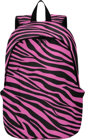 Pink Zebra Print Laptop Backpack Travel Hiking Camping Work Computer Back Packs Book Bags for Women Men