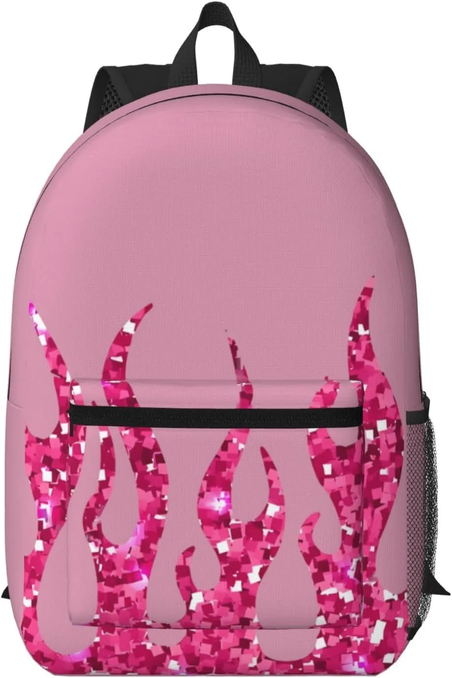 Pinks Glitter Flames 17 Inch Backpacks Multipurpose Laptop Backpack Double Shoulder Bag for Men Women Gifts