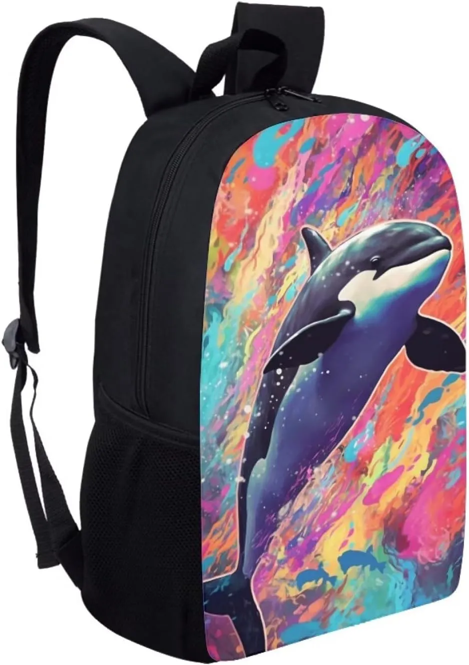 PinUp Angel Colorful Sky Orca School Bag For Kids Backpack Cool Magical Animal Bag For Children Boys and Girls Bookbag