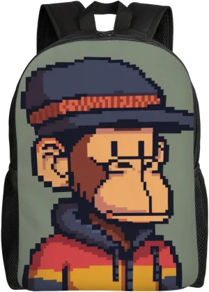 Pixel Monkey Backpack Waterproof Anti Theft Durable Light Laptop Bag Backpacks For Women Men Travel Gym Backpack