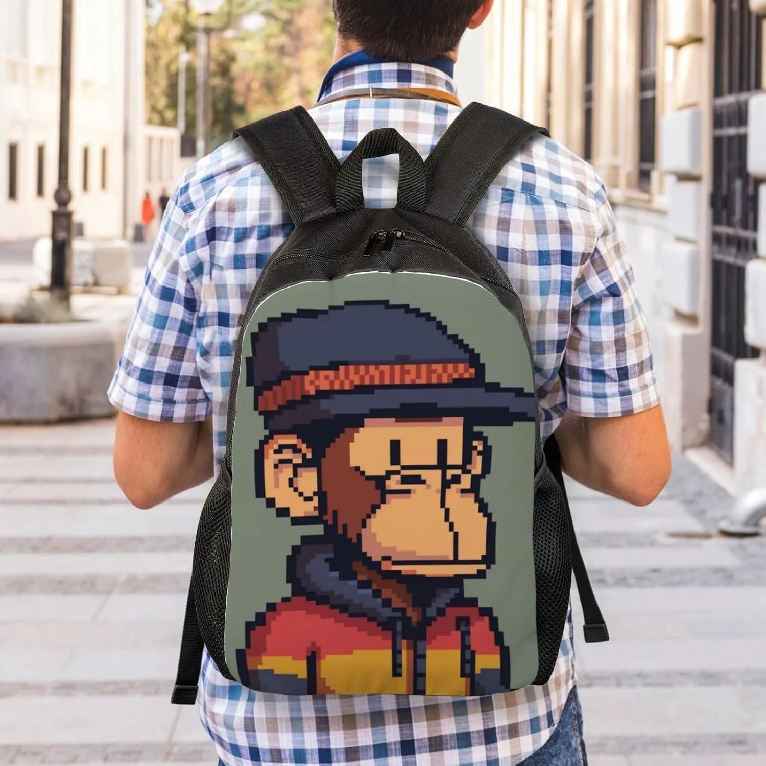 Pixel Monkey Backpack Waterproof Anti Theft Durable Light Laptop Bag Backpacks For Women Men Travel Gym Backpack
