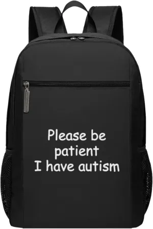 Please Be Patient I Have Autism Travel Laptop Backpack, Business Anti Theft Slim Sturdy Laptops Backpacks, College Computer Bag Gift for Men & Women Fits 17 Inch Notebook,Black