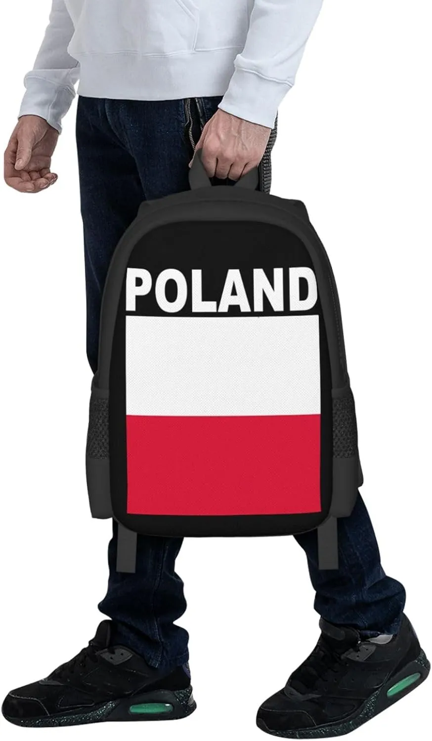 Polish Flag Poland Polska Flags Casual Backpacks Large Capacity Backpack Laptop Rucksack Sport Daypack Commuter Bags with Adjustable Strap for Traveling Camping