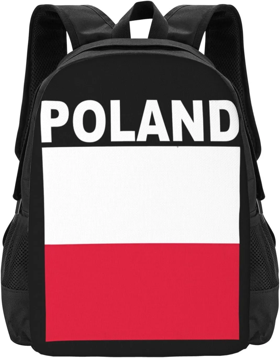 Polish Flag Poland Polska Flags Casual Backpacks Large Capacity Backpack Laptop Rucksack Sport Daypack Commuter Bags with Adjustable Strap for Traveling Camping