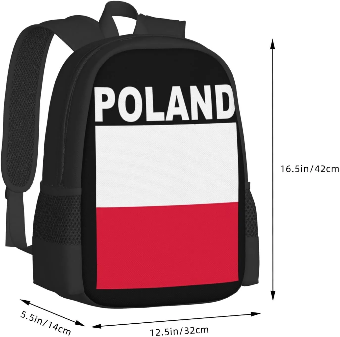 Polish Flag Poland Polska Flags Casual Backpacks Large Capacity Backpack Laptop Rucksack Sport Daypack Commuter Bags with Adjustable Strap for Traveling Camping
