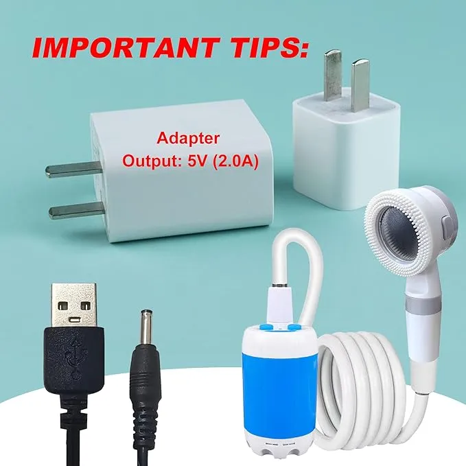 Portable Camping Shower Outdoor Camp Shower Pump,Upgrade Rechargeable Electric Shower Pump with Intelligent Digital Display Multiple Spray Modes for Camping, Hiking, Traveling,RV