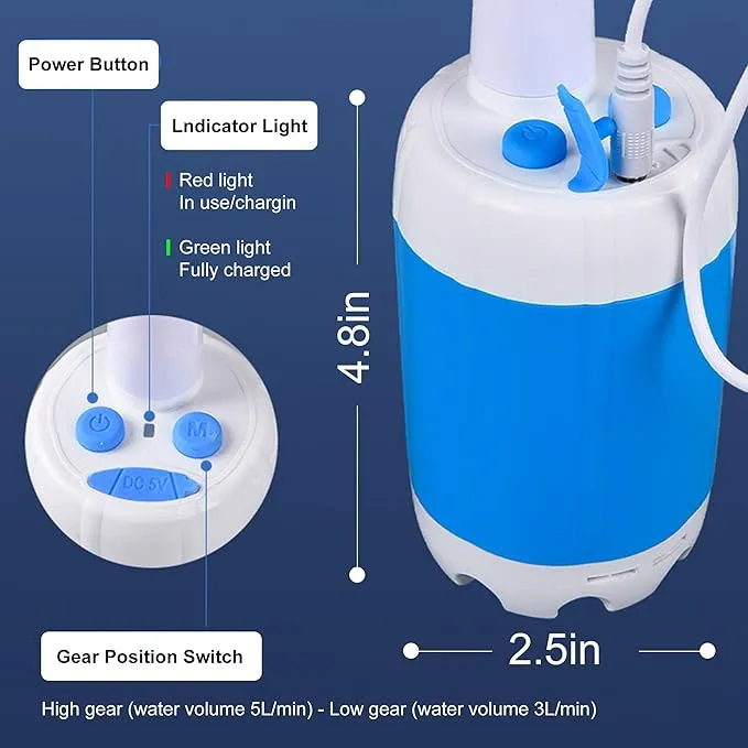 Portable Camping Shower Outdoor Camp Shower Pump,Upgrade Rechargeable Electric Shower Pump with Intelligent Digital Display Multiple Spray Modes for Camping, Hiking, Traveling,RV