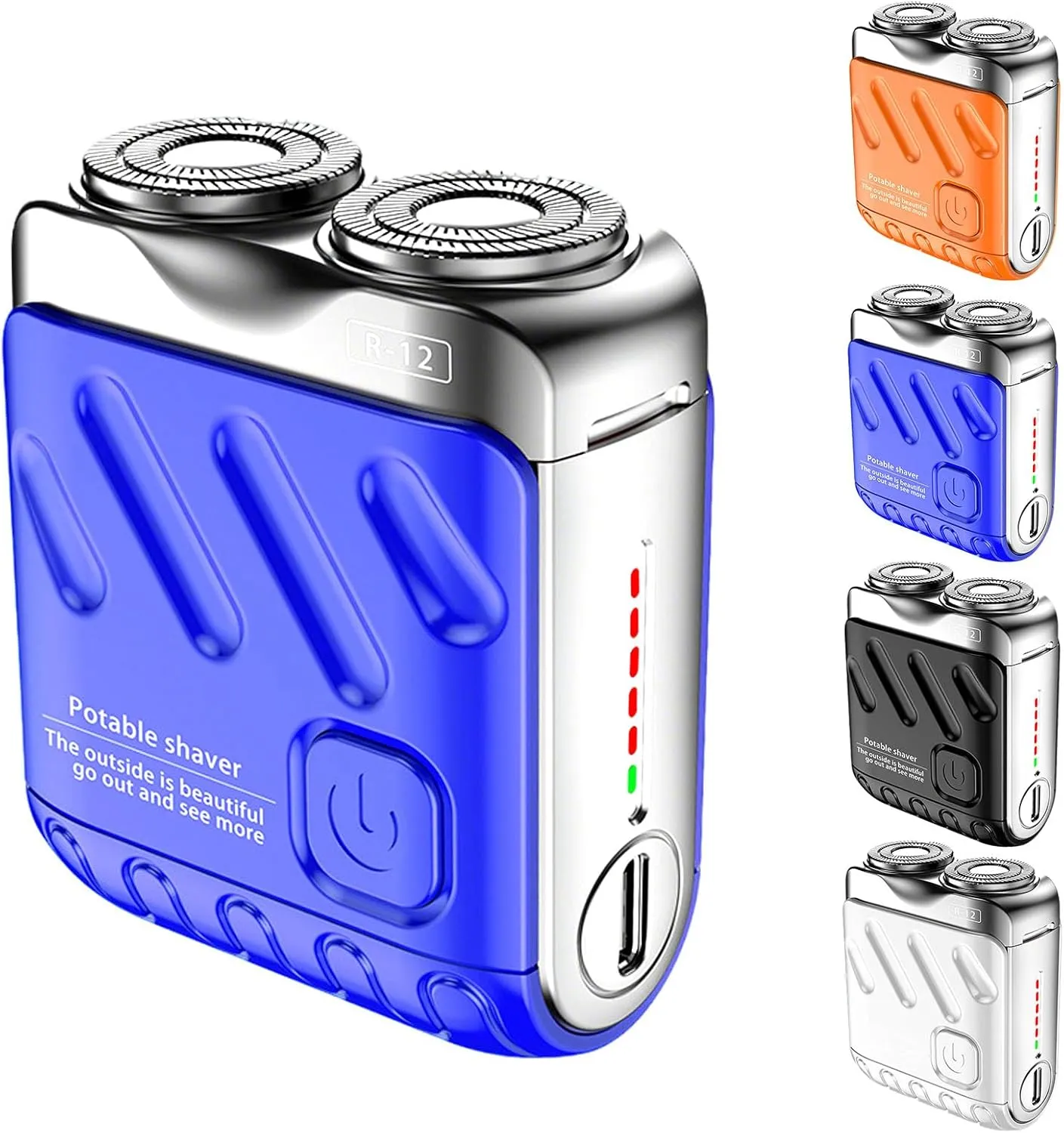 Portable Rotary Dual Ring Electric Shaver, Mini and Portable Suitcase Design, Washable Double Head Razor, USB Rechargeable Waterproof Electric, Mini Small Steel for Home Travel, Easy Cleaning (Blue)