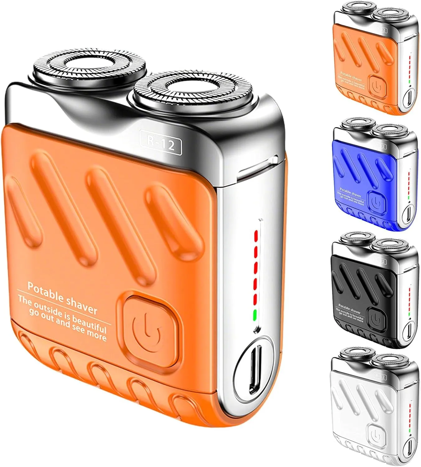 Portable Rotary Dual Ring Electric Shaver, Mini and Portable Suitcase Design, Washable Double Head Razor, USB Rechargeable Waterproof Electric, Mini Small Steel for Home Travel, Easy Cleaning (Orange)