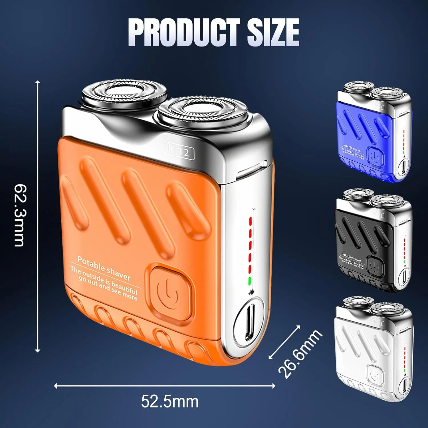 Portable Rotary Dual Ring Electric Shaver, Mini and Portable Suitcase Design, Washable Double Head Razor, USB Rechargeable Waterproof Electric, Mini Small Steel for Home Travel, Easy Cleaning (Orange)