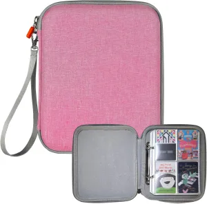Portable Yoto Card Holder - 80 Pockets Zippered card binder Storage Case with Carry Strap, Organizer for Yoto Player/Audiobook/Story Cards, Travel-Friendly Kids' Card Album (Pink)