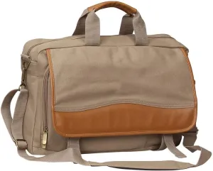 Preferred Nation Expandable School Working Canvas Briefcase Bag, Sand