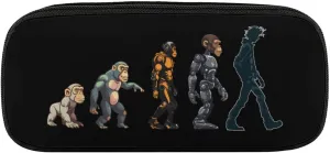 Prehistoric Ape Robot to Man Evolution Pencil Case PU Leather Pencil Pouch Makeups Bag Organizer Storage for Home Office Travel