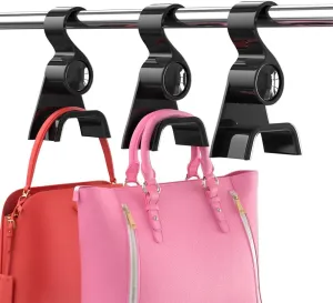 Premium Acrylic Purse Hanger Closet Set of 3, Purse Organizer for Closet Black, Purse Hanger Hook for Organizer Storage Purses Tote Bag Backpacks Handbags