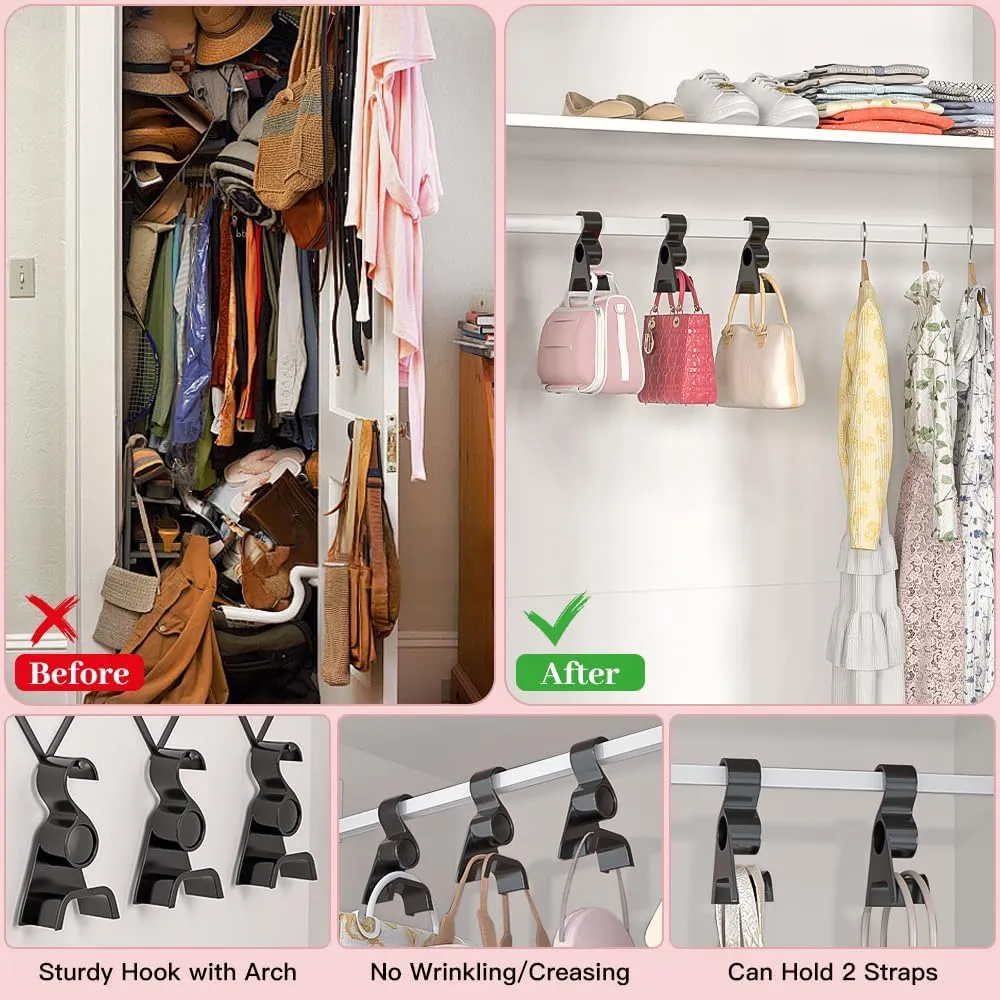 Premium Acrylic Purse Hanger Closet Set of 3, Purse Organizer for Closet Black, Purse Hanger Hook for Organizer Storage Purses Tote Bag Backpacks Handbags