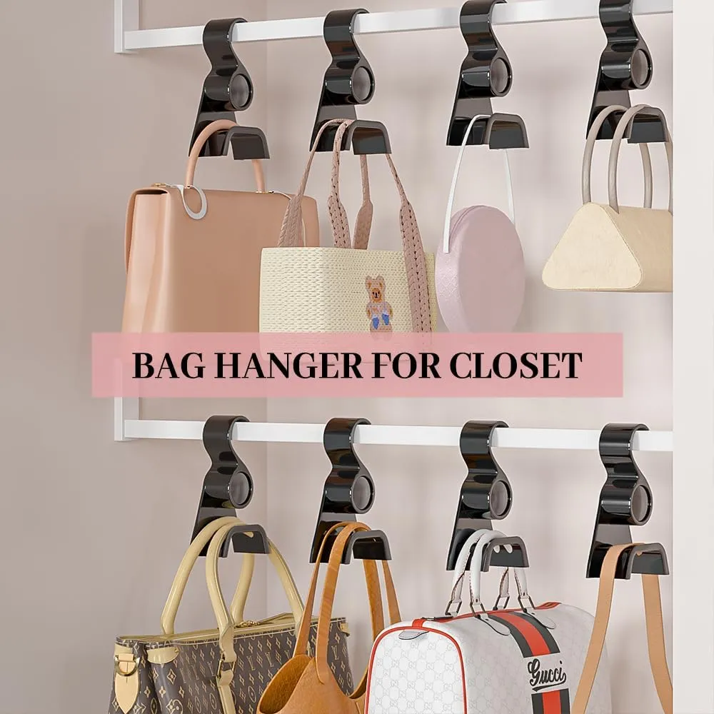 Premium Acrylic Purse Hanger Closet Set of 3, Purse Organizer for Closet Black, Purse Hanger Hook for Organizer Storage Purses Tote Bag Backpacks Handbags