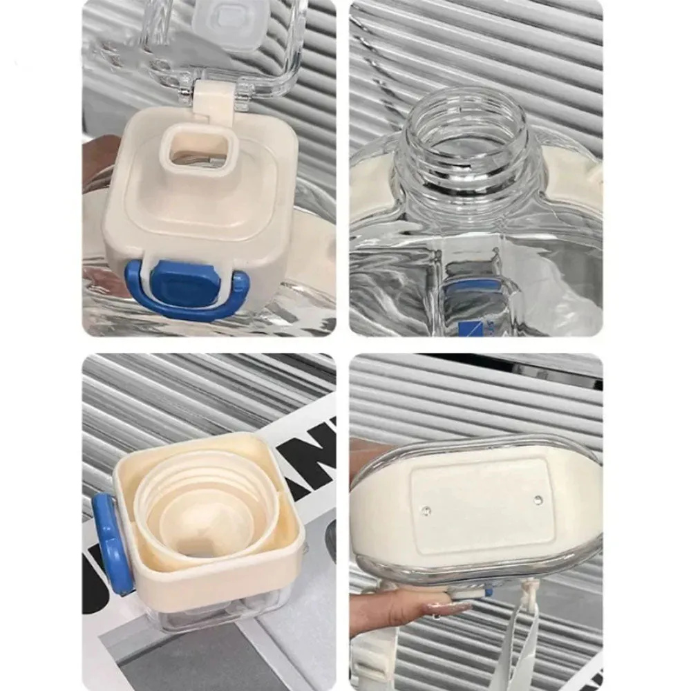 Premium Transparent Water Bottle – 750ML Portable Travel Canteen with Adjustable Strap – Elegant Slim Design for Sports, Camping & Outdoor Activities – Time & Volume Markers, Silicone Straw
