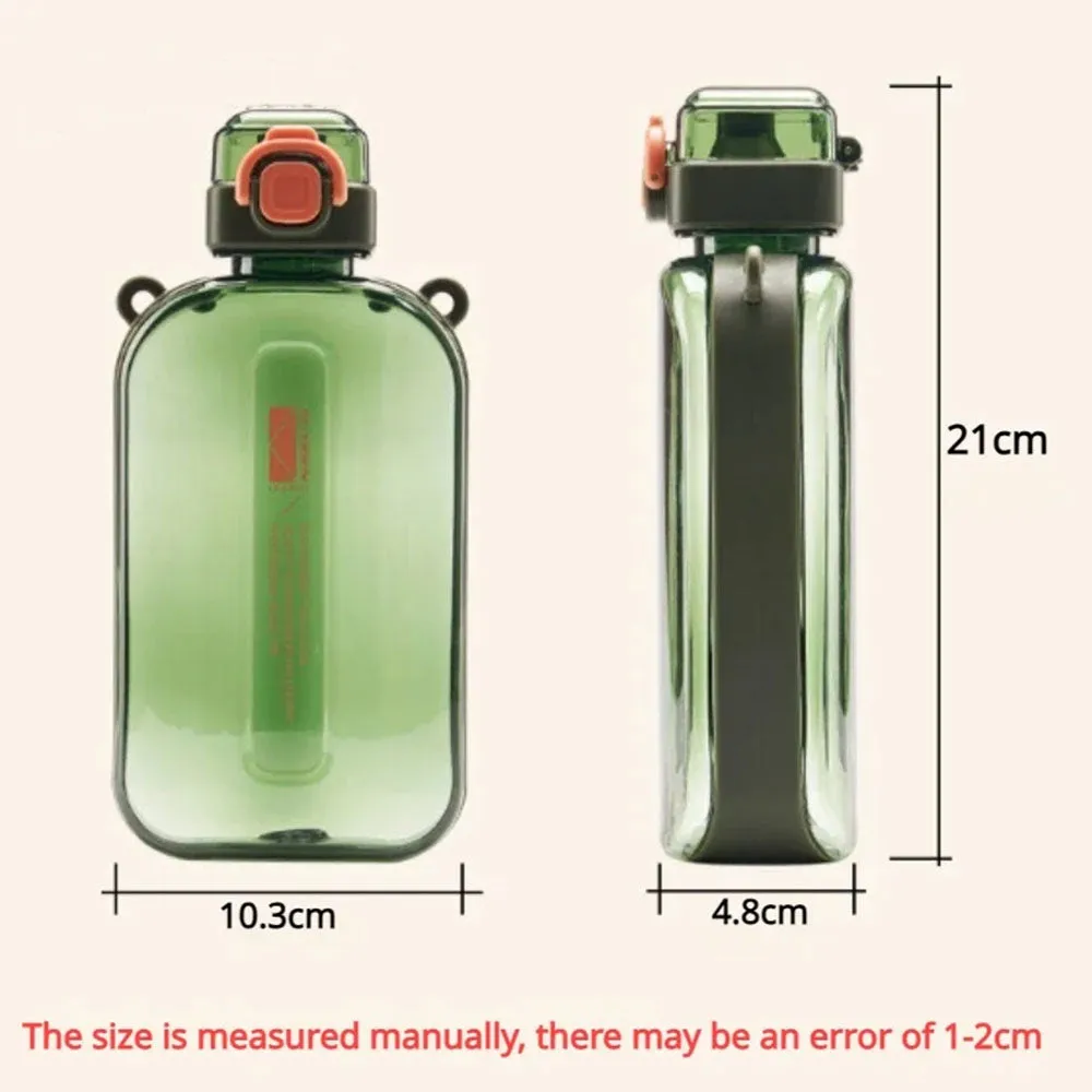 Premium Transparent Water Bottle – 750ML Portable Travel Canteen with Adjustable Strap – Elegant Slim Design for Sports, Camping & Outdoor Activities – Time & Volume Markers, Silicone Straw