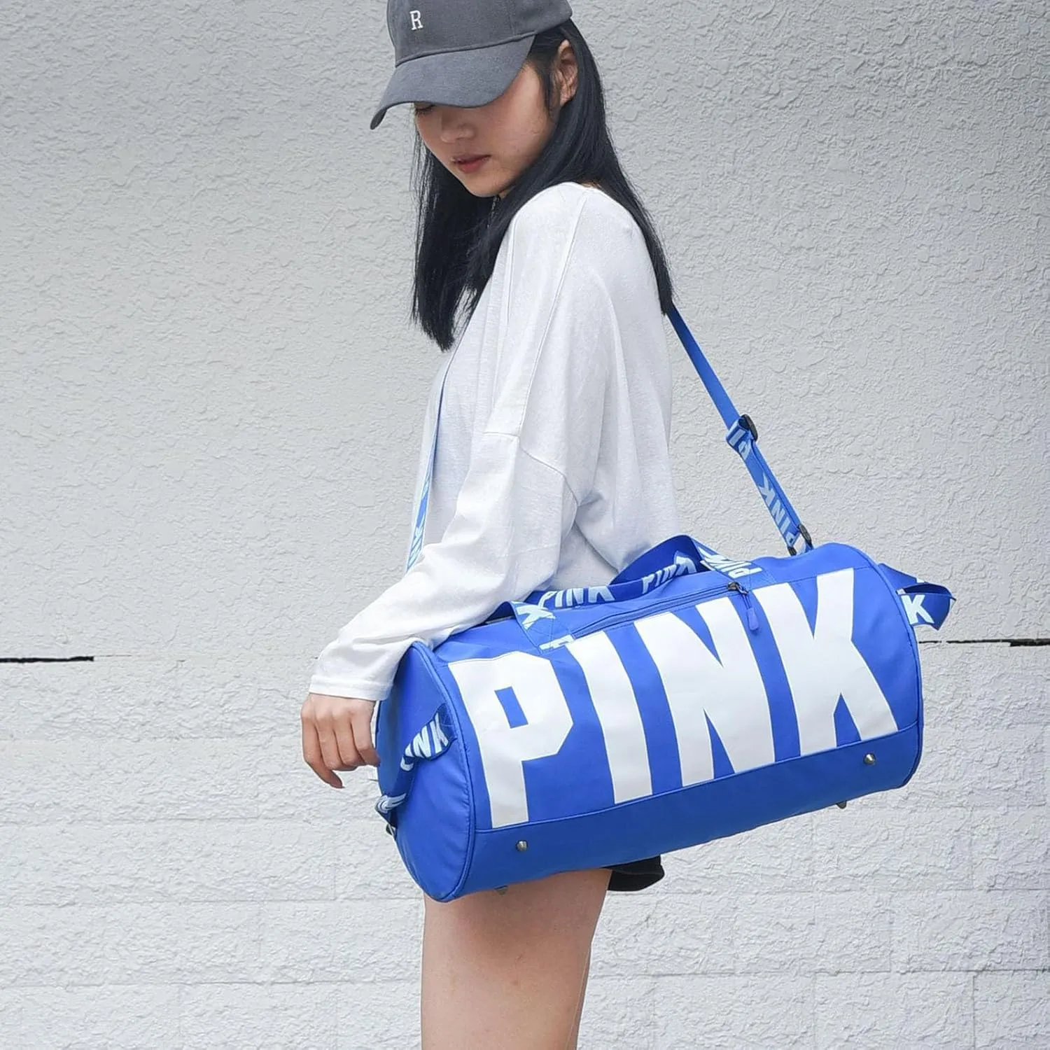 Printed Travel Tote Bag Dry Wet Separation Sports Duffels Bag with Shoes Compartment Weekender Bag for Women and Men (Blue)